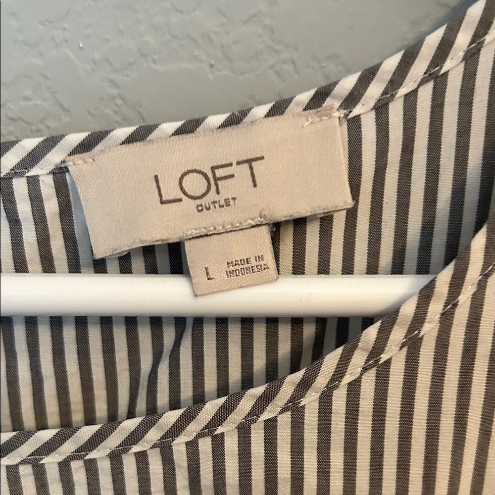 Loft Outlet Striped Ruffle Sleeve Top - Picture 3 of 7